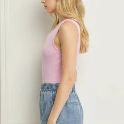 Purple Door Boutique Summer SALE Basic Pink Ribbed Bodysuit