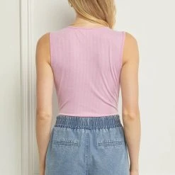 Purple Door Boutique Summer SALE Basic Pink Ribbed Bodysuit