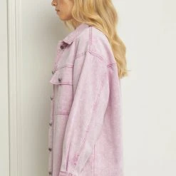 Purple Door Boutique Trendy Soul Pink Denim Jacket
