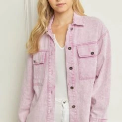 Purple Door Boutique Trendy Soul Pink Denim Jacket