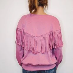 Purple Door Boutique Mauve Fringe Terry Knit Pullover