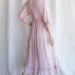 Purple Door Boutique Pink Leopard Ruffled Midi Dress