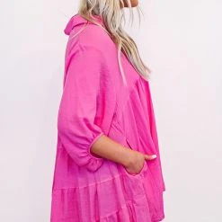 Purple Door Boutique Spring Fancy Pink Tunic Top New Arrivals