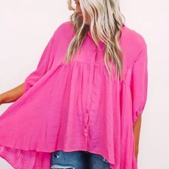 Purple Door Boutique Spring Fancy Pink Tunic Top New Arrivals