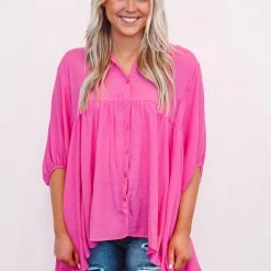 Purple Door Boutique Spring Fancy Pink Tunic Top New Arrivals