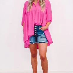 Purple Door Boutique Spring Fancy Pink Tunic Top New Arrivals