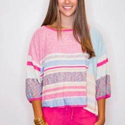 Purple Door Boutique Evening Sun Pink Colorblock Top New Arrivals