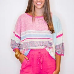 Purple Door Boutique Evening Sun Pink Colorblock Top New Arrivals