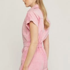 Purple Door Boutique Summer Festivals Pink Denim Romper