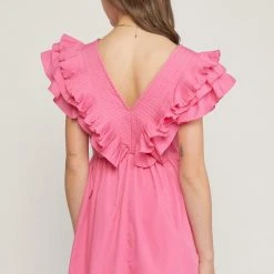 Purple Door Boutique New Arrivals Stolen Hearts Pink Ruffled Dress