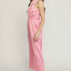 Purple Door Boutique Starstruck Pink Satin Jumpsuit New Arrivals
