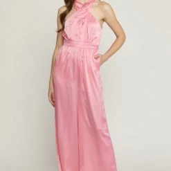 Purple Door Boutique Starstruck Pink Satin Jumpsuit New Arrivals