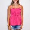 Purple Door Boutique New Arrivals Fuchsia Ruffle Smocked Tank Top