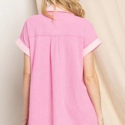 The Purple Door Boutique Sweet Impressions Pink Waffle Top New Arrivals