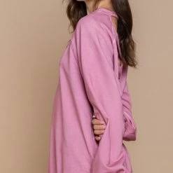 Purple Door Boutique Washed Plum Terry Pullover