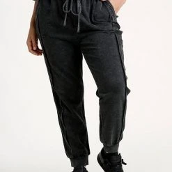 Purple Door Boutique New Arrivals Cozy Days Black Mineral Washed Joggers