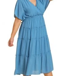 Purple Door Boutique Hopeless Romantic Blue Midi Dress