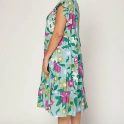Purple Door Boutique Spring Floral Sage Midi Dress Ladies'