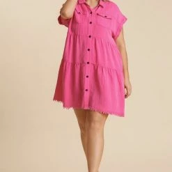 Purple Door Boutique Frayed Style Hot Pink Dress New Arrivals