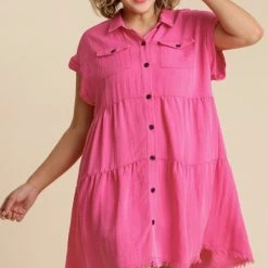 Purple Door Boutique Frayed Style Hot Pink Dress New Arrivals