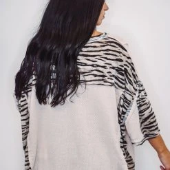 Purple Door Boutique New Arrivals Zebra Oversized Waffle Knit Top