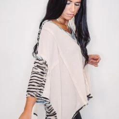 Purple Door Boutique New Arrivals Zebra Oversized Waffle Knit Top