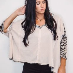 Purple Door Boutique New Arrivals Zebra Oversized Waffle Knit Top