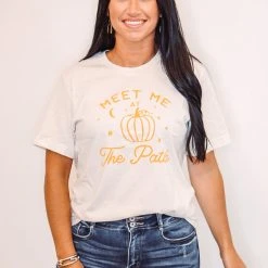 Purple Door Boutique Pumpkin Patch Vintage White Graphic Tee Ladies'