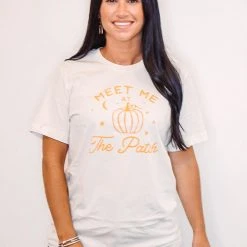 Purple Door Boutique Pumpkin Patch Vintage White Graphic Tee Ladies'