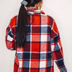 Purple Door Boutique Red And White Plaid Shacket