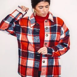 Purple Door Boutique Red And White Plaid Shacket