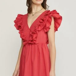 Purple Door Boutique New Arrivals Stolen Hearts Red Ruffled Dress