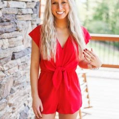 Purple Door Boutique Desert Flames Red Romper New Arrivals
