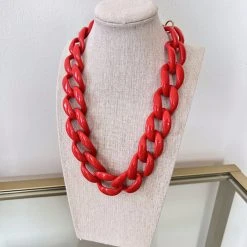 Purple Door Boutique Red Acrylic Chain Necklace