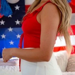 Purple Door Boutique Summer SALE Hottie Red Ruffle Bodysuit