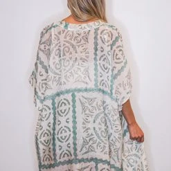 Purple Door Boutique Sage And Ivory Aztec Kimono