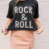 Distressed Vintage Couture Ladies' Black Rock & Roll Tee