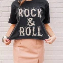 Distressed Vintage Couture Ladies' Black Rock & Roll Tee