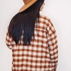 Purple Door Boutique Brown And Ivory Flannel Shacket