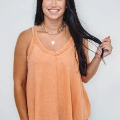 Purple Door Boutique Rust Mineral Washed Tank Top Summer SALE