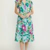 Purple Door Boutique Spring Floral Sage Midi Dress Ladies'