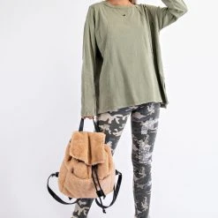 Purple Door Boutique Boxy Babe Sage Washed Top