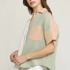 The Purple Door Boutique True Wish Sage Colorblock Top New Arrivals