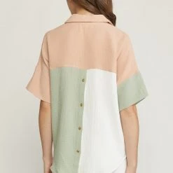The Purple Door Boutique True Wish Sage Colorblock Top New Arrivals