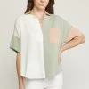 The Purple Door Boutique True Wish Sage Colorblock Top New Arrivals