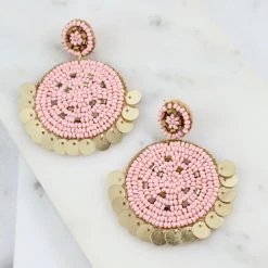 Purple Door Boutique Santa Barbara Embellished Pink Earrings Jewelry