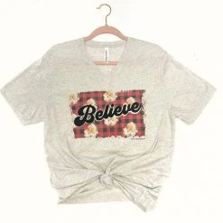 Pink Armadillos Ladies' Believe Santa Claus Graphic Tee