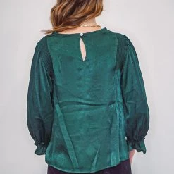 Purple Door Boutique Fabulous Hunter Green Satin Top