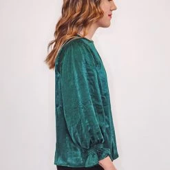 Purple Door Boutique Fabulous Hunter Green Satin Top
