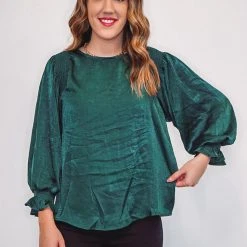 Purple Door Boutique Fabulous Hunter Green Satin Top